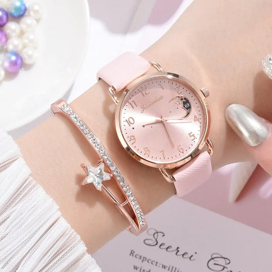 Unveil Timeless Elegance with the Moon Bracelet & Watch Set